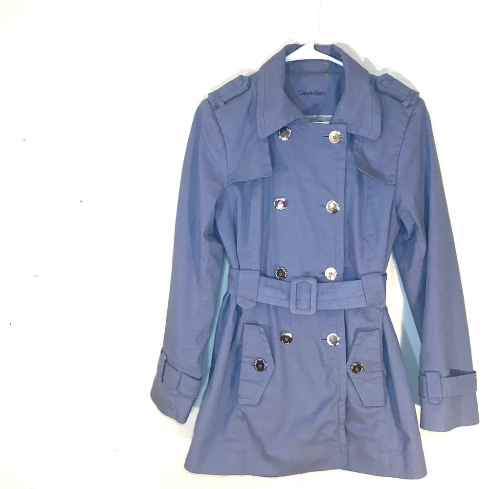 Calvin Klein chambray belted trench jacket